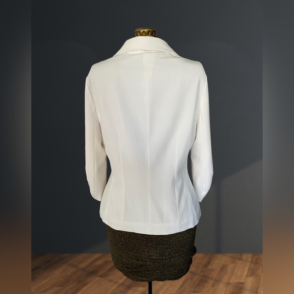 Vintage Eliza J White Blazer Jacket 3/4 Sleeve Minimalist Career Office Size M - Picture 4 of 16